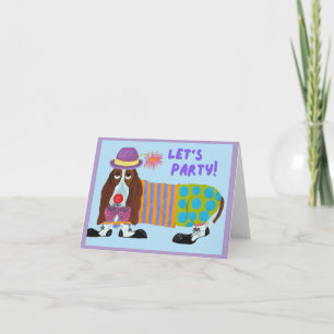 Basset Hound Clown Let's Party Invitation