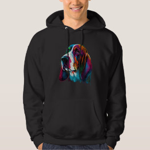 Basset Hound Colorful Watercolor Painting Dog Hoodie