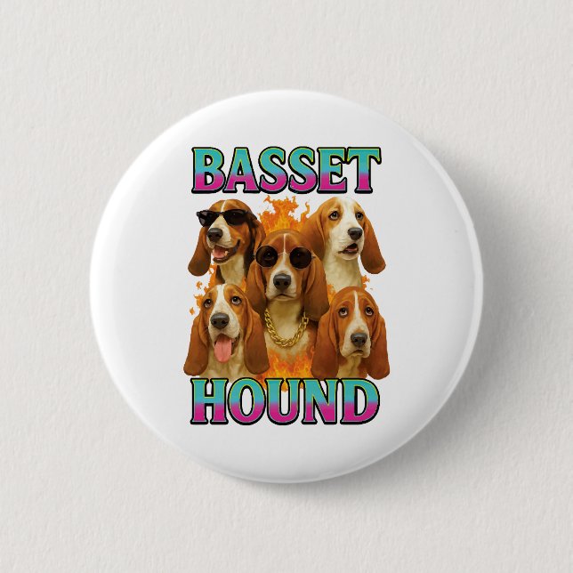 Basset Hound Copy 6 Cm Round Badge (Front)