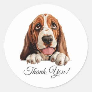  Basset Hound Cute Dog Thank You Classic Round Sticker