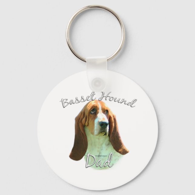 Basset Hound Dad 2 Key Ring (Front)