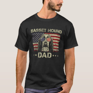 Basset Hound Dad Dog Lovers American Flag 4th Of J T-Shirt