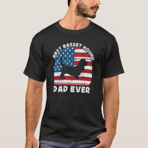 Basset Hound Dad For Men Basset American Flag 4th  T-Shirt