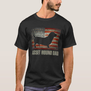 Basset Hound Dad Vintage American Flag Patriotic T-Shirt