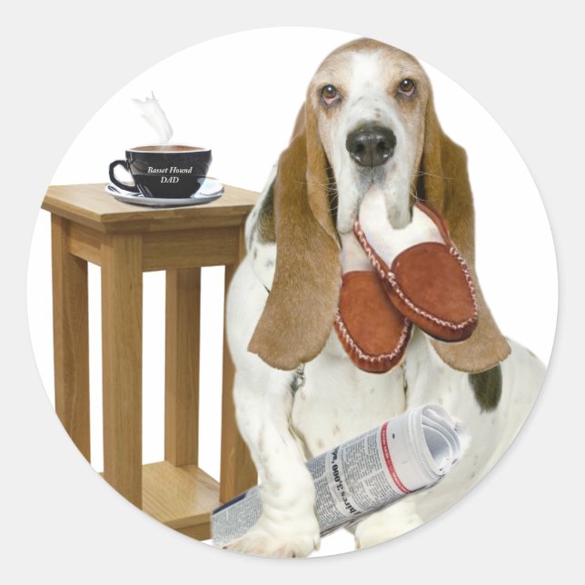 Basset Hound Daddy's Helper Classic Round Sticker (Front)