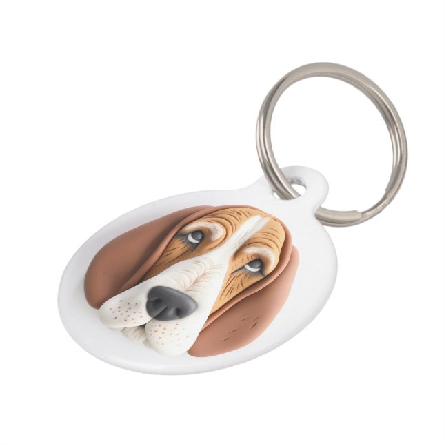 Basset Hound Dog 3D Inspired Pet Tag (Side)