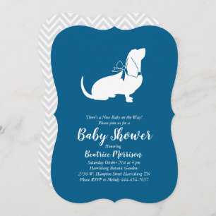 Basset Hound Dog Baby Shower Boy Blue Invitation