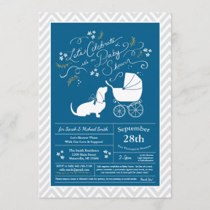Basset Hound Dog Baby Shower Boy Blue Invitation