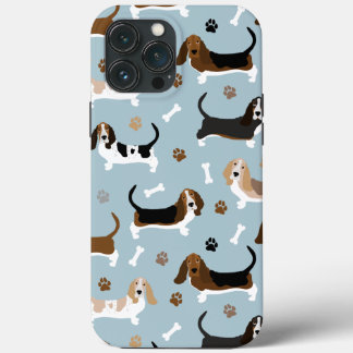 Basset Hound Dog Bones and Paws iPhone 13 Pro Max Case
