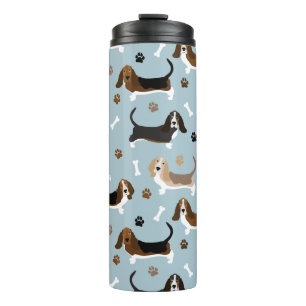 Basset Hound Dog Bones and Paws Thermal Tumbler