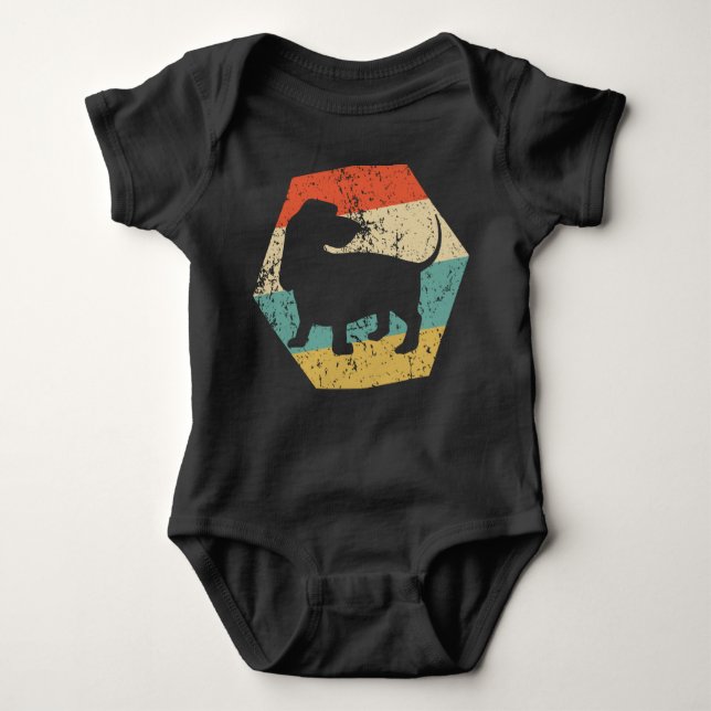 Basset Hound Dog Breed Retro Distressed Hexagon Baby Bodysuit (Front)