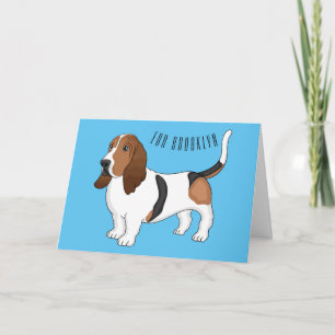 Basset hound dog cartoon illustration card