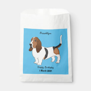 Basset hound dog cartoon illustration  favour bags