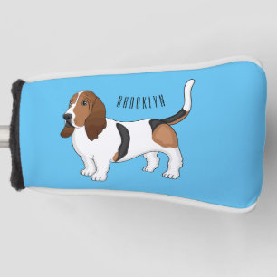 Basset hound dog cartoon illustration golf head cover