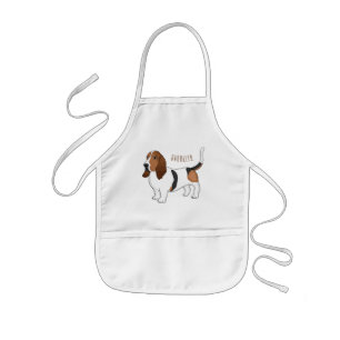 Basset hound dog cartoon illustration  kids apron
