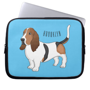 Basset hound dog cartoon illustration laptop sleeve