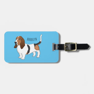 Basset hound dog cartoon illustration  luggage tag