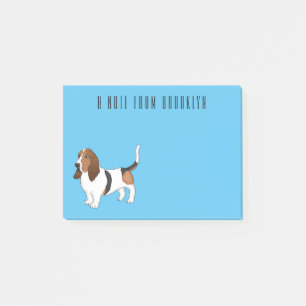 Basset hound dog cartoon illustration  post-it notes