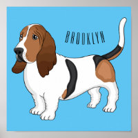 Basset hound dog cartoon illustration 