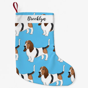 Basset hound dog cartoon illustration small christmas stocking