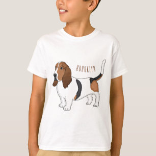 Basset hound dog cartoon illustration T-Shirt