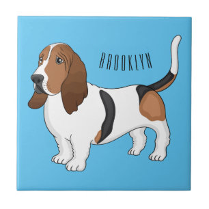 Basset hound dog cartoon illustration tile