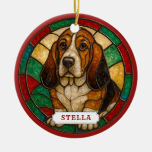 Basset Hound Dog Ceramic Circle Ornament