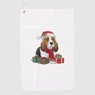Basset Hound Dog Christmas Outfits Santa Hat Dog X Golf Towel