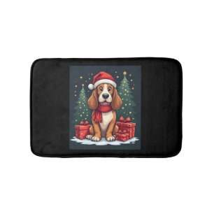 Basset Hound Dog Christmas Parties Santa Dog Lover Bath Mat