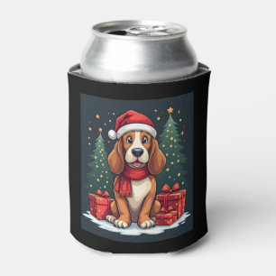 Basset Hound Dog Christmas Parties Santa Dog Lover Can Cooler