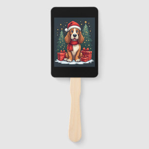 Basset Hound Dog Christmas Parties Santa Dog Lover Hand Fan