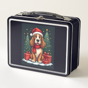 Basset Hound Dog Christmas Parties Santa Dog Lover Metal Lunch Box