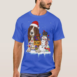 basset hound Dog Christmas Snowman Xmas Lights Paj T-Shirt