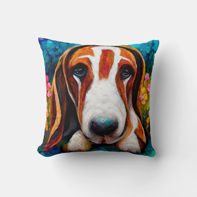 Basset hound dog cute pillow (Front)