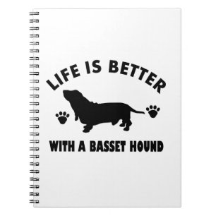 basset hound dog design notebook