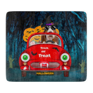 Basset Hound Dog Driving Car Scary Halloween Cutting Board