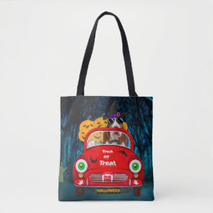Basset Hound Dog Driving Car Scary Halloween Tote Bag