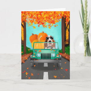 Basset Hound Dog Fall Pumpkin  Card
