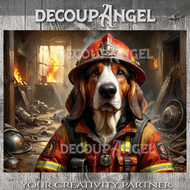 Basset Hound Dog Firefighter - Decoupage - Tissue Paper (Creator Uploaded)