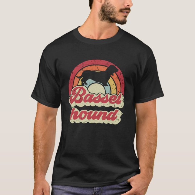 Basset Hound Dog  For Men Women Basset Hound Vinta T-Shirt (Front)