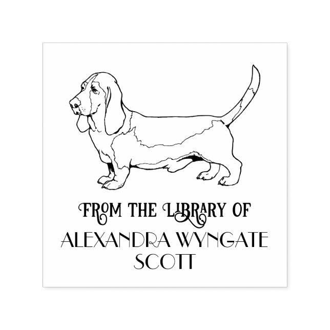 Basset Hound Dog “From the library of” Name Book Self-inking Stamp (Design)