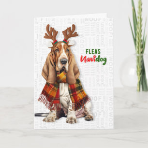 Basset Hound Dog Funny Fleas Navidog Christmas Holiday Card