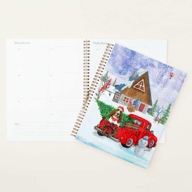 Basset Hound dog In Christmas Delivery Truck Snow Planner (Display)
