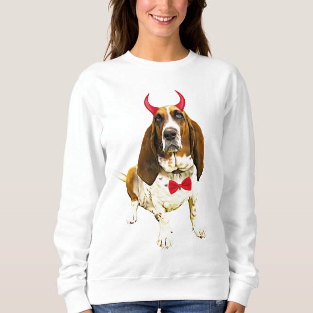 Basset Hound Dog in Halloween Sweatshirt (Front)