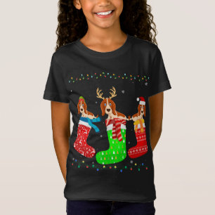 Basset Hound Dog in Xmas Socks Funny Ugly Sweater