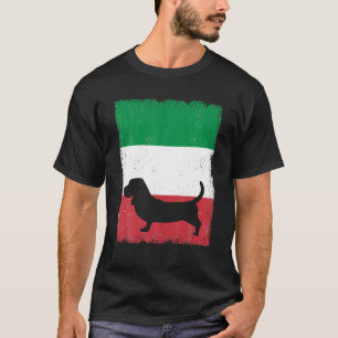 Basset Hound Dog Italy Flag Italian Vintage Mum Da T-Shirt