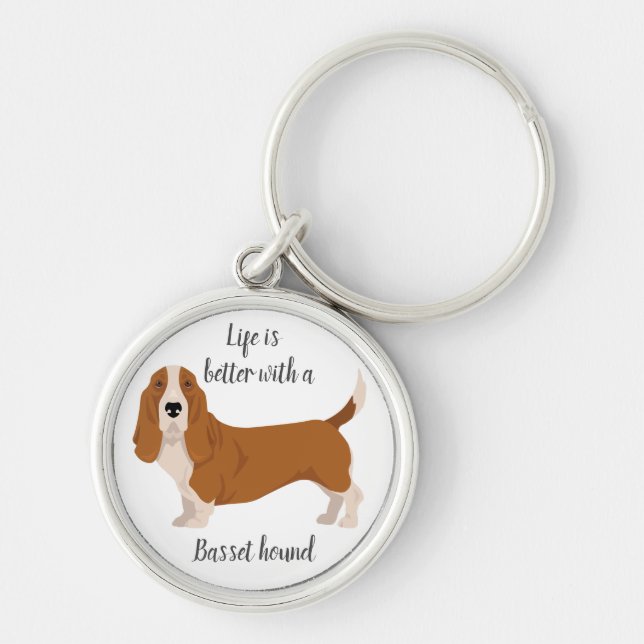 Basset hound dog key ring (Front)