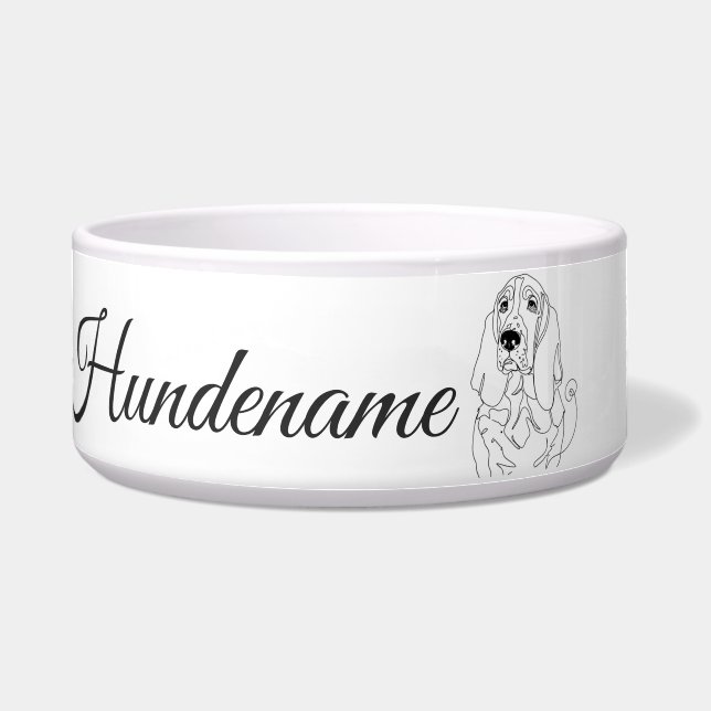 Basset Hound dog Line Art personalized bowl (Front)