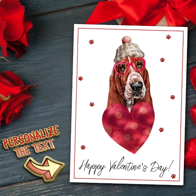 Basset Hound Dog Lover Valentine Gift Holiday Card (Creator Uploaded)