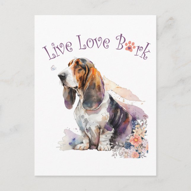 Basset Hound Dog Mum Floral Postcard (Front)